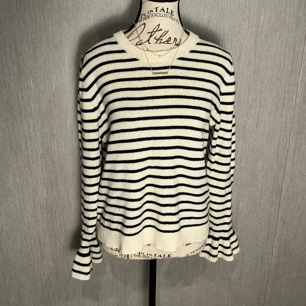 J. Crew Striped Black and White Women's Sweater Size Medium